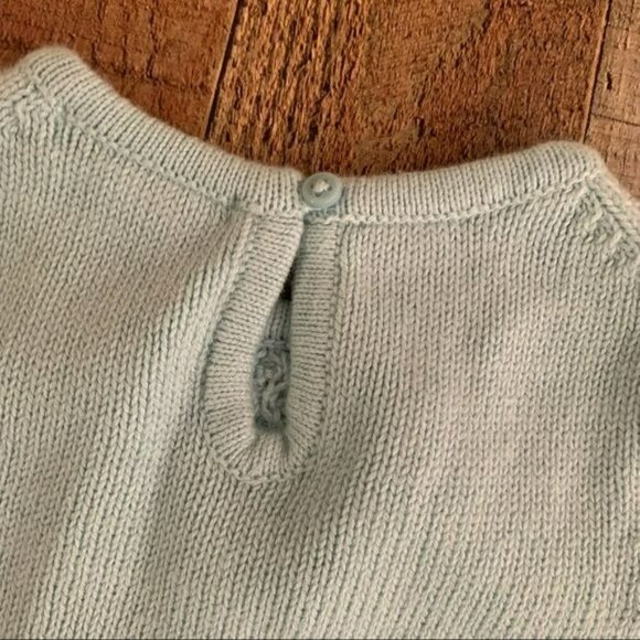 Janie And Jack Girls Size 6-12M Light Blue Short Sleeve Cable Knit Dress - Picture 6 of 7